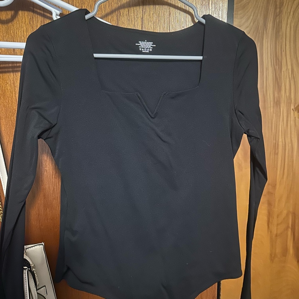 Elegant Black Long Sleeve body suit Top